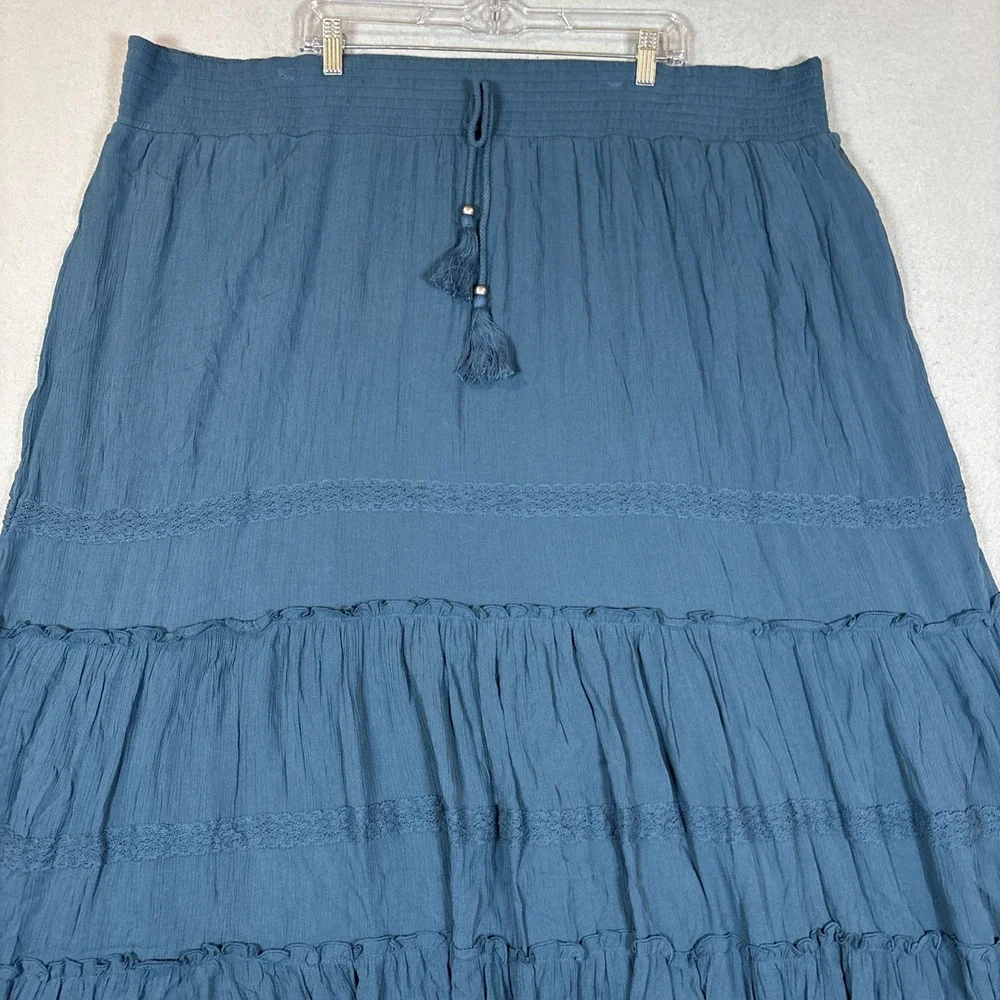 Torrid Maxi Washable Gauze Drawstring Lace Trim Skirt SIze 6 NWT